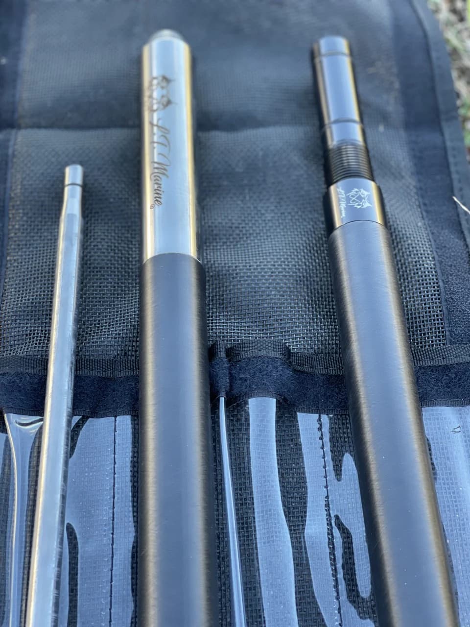 Close-up of the threaded coupling on an LtMarine 2-piece aircraft-grade aluminum harpoon