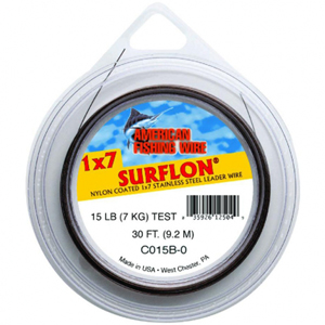 AFW D030-0 Surflon Nylon Coated 1x7 Stainless Leader Wire 30 lb 